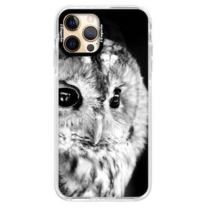 Silikónové puzdro Bumper iSaprio - BW Owl - iPhone 12 Pro vyobraziť