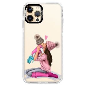 Silikónové puzdro Bumper iSaprio - Kissing Mom - Brunette and Girl - iPhone 12 Pro vyobraziť