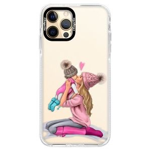 Silikónové puzdro Bumper iSaprio - Kissing Mom - Blond and Girl - iPhone 12 Pro vyobraziť