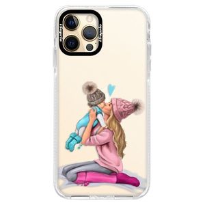 Silikónové puzdro Bumper iSaprio - Kissing Mom - Blond and Boy - iPhone 12 Pro vyobraziť