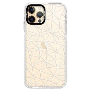 Silikónové puzdro Bumper iSaprio - Abstract Triangles 03 - white - iPhone 12 Pro vyobraziť