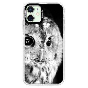 Silikónové puzdro Bumper iSaprio - BW Owl - iPhone 12 vyobraziť