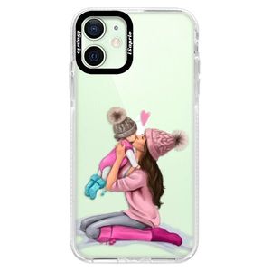 Silikónové puzdro Bumper iSaprio - Kissing Mom - Brunette and Girl - iPhone 12 mini vyobraziť