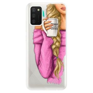 Odolné silikónové puzdro iSaprio - My Coffe and Blond Girl - Samsung Galaxy A02s vyobraziť