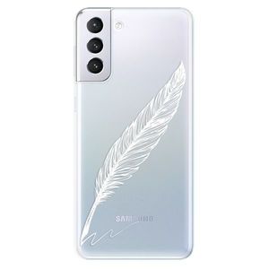 Odolné silikónové puzdro iSaprio - Writing By Feather - white - Samsung Galaxy S21+ vyobraziť