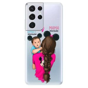 Odolné silikónové puzdro iSaprio - Mama Mouse Brunette and Boy - Samsung Galaxy S21 Ultra vyobraziť