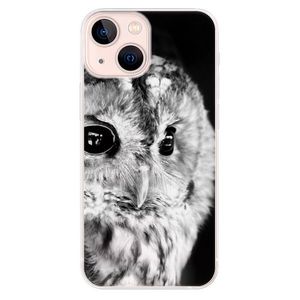 Odolné silikónové puzdro iSaprio - BW Owl - iPhone 13 mini vyobraziť