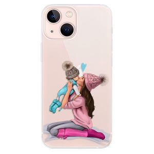 Odolné silikónové puzdro iSaprio - Kissing Mom - Brunette and Boy - iPhone 13 mini vyobraziť
