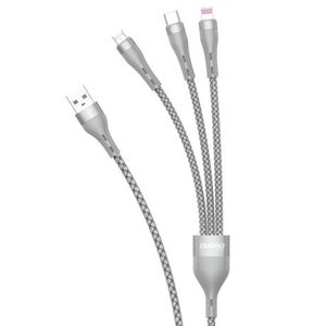 Dudao L20X 3in1 kábel USB - Lightning / microUSB / USB-C 65W 1.2m, sivý (L20X) vyobraziť