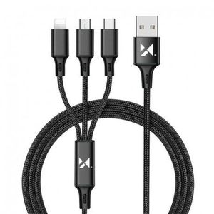MG 3in1 kábel USB - USB-C/ Micro USB / Lightning 2.8A 1.25m, čierny vyobraziť