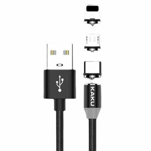 KAKU Magnetic 3in1 kábel USB - Lightning / USB-C / Micro USB 3A 1m, čierny (KSC-320) vyobraziť