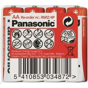 PANASONIC Zinkouhlíkové batérie Red Zinc R6RZ/4P AA 1, 5V (shrink 4ks) vyobraziť
