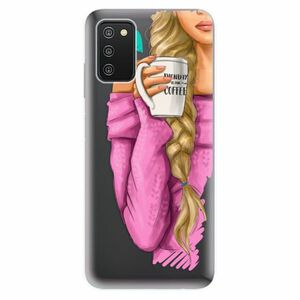 Odolné silikónové puzdro iSaprio - My Coffe and Blond Girl - Samsung Galaxy A03s vyobraziť