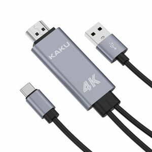 KAKU KSC-557 kábel USB - USB-C / HDMI 4K 1m, sivý vyobraziť
