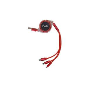 Kábel Geti GCU 02 USB 3v1 červený samonavíjaci vyobraziť