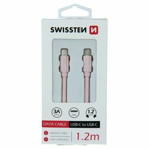 Dátový kábel Swissten USB-C/USB-C 1.2m Ružový opletený vyobraziť
