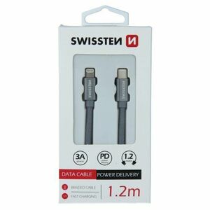 Dátový kábel Swissten USB-C/Lightning 1.2m Sivý opletený vyobraziť