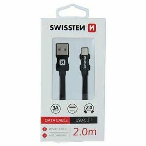 Dátový kábel Swissten USB-C Quick Charge 3A 2m Čierny opletený vyobraziť