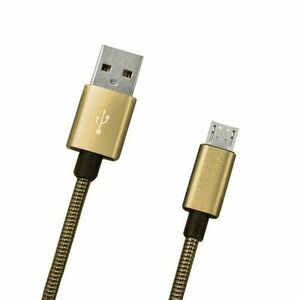 Dátový kábel micro USB zlatý metalický, 1m, 2A vyobraziť