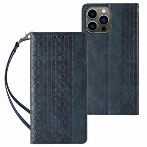 MG Magnet Strap knižkové kožené puzdro na iPhone 13 Pro, modré vyobraziť