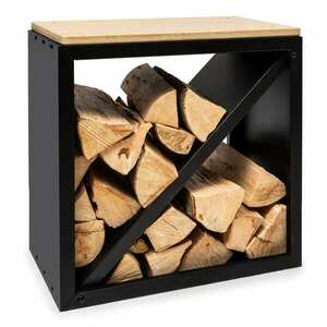 Blumfeldt Kindlewood S Black, stojan na drevo, lavička, 57 × 56 × 36 cm, bambus, zinok vyobraziť