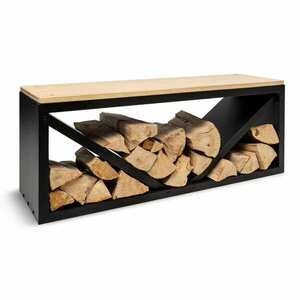Blumfeldt Kindlewood L Black, stojan na drevo, lavička, 104 × 40 × 35 cm, bambus, zinok vyobraziť