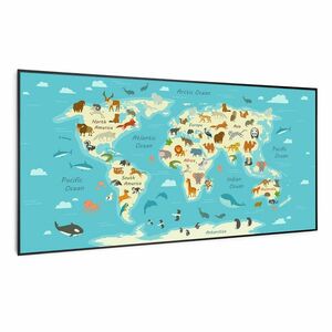 Klarstein Wonderwall Air Art Smart, infračervený ohrievač, 120 x 60 cm, 700 W, mapa so zvieratami vyobraziť