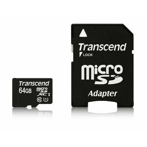 TRANSCEND MicroSDXC karta 64GB Premium, Class 10 UHS-I 400x (R: 85/W: 35 MB/s) + adaptér vyobraziť