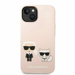 Puzdro Karl Lagerfeld and Choupette Liquid Silicone iPhone 14 Plus - ružové vyobraziť