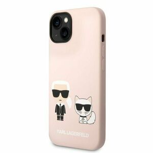 Puzdro Karl Lagerfeld and Choupette Liquid Silicone iPhone 14 - ružové vyobraziť