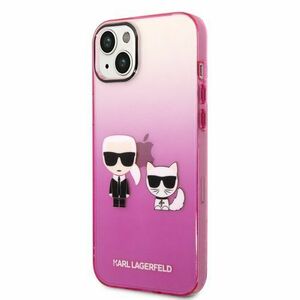 Karl Lagerfeld Gradient Karl and Choupette Zadní Kryt pro iPhone 14 Plus Pink vyobraziť