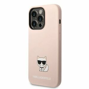 Puzdro Karl Lagerfeld Liquid Silicone Choupette iPhone 14 Pro Max - ružové vyobraziť