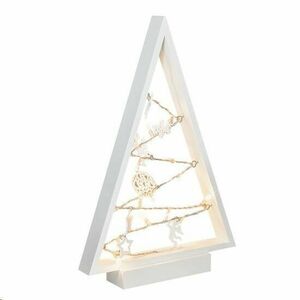 Solight LED drevený vianočný stromček s ozdobami, 15LED, prírodné drevo, 37cm, 2x AA vyobraziť