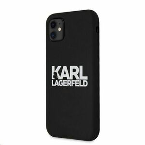 Puzdro Karl Lagerfeld KLHCN61SLKLRBK Stack biele Logo iPhone 11, silikónové - čierne vyobraziť