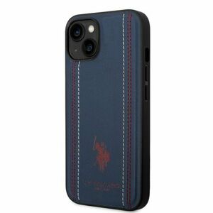 U.S. Polo PU Leather Stitched Lines Zadní Kryt pro iPhone 14 Plus Navy vyobraziť