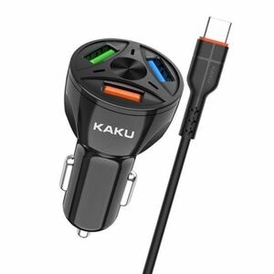 KAKU Car Charger autonabíjačka 3xUSB QC 4.8A 20W + USB-C kábel, čierna (KSC-493) vyobraziť