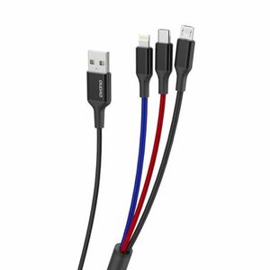Dudao L10Pro 3in1 kábel USB - Lightning / USB-C / Micro USB 5A 38cm, biely (L10pro) vyobraziť