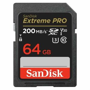 SANDISK EXTREME PRO 64 GB SDXC MEMORY CARD 200 MB/S A 90 MB/S, UHS-I, CLASS 10, U3, V30 vyobraziť