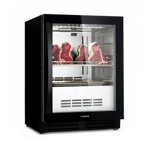 Klarstein Steakhouse Pro 98 Onyx, chladnička na zrenie mäsa, 1 zóna, 98 litrov, 1-25°C, dotykový displej, panoramatické okno vyobraziť