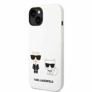 Puzdro Karl Lagerfeld and Choupette Liquid Silicone iPhone 14 - biele vyobraziť