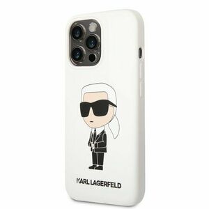 Puzdro Karl Lagerfeld Liquid Silicone Ikonik NFT iPhone 13 Pro - biele vyobraziť