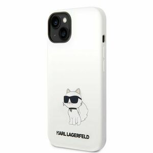 Puzdro Karl Lagerfeld Liquid Silicone Choupette NFT iPhone 14 Plus - biele vyobraziť