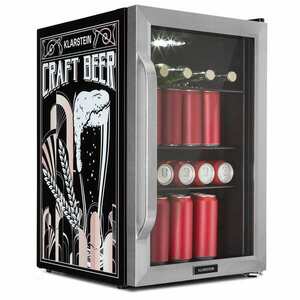 Klarstein Beersafe 70, Craft Beer Edition, chladnička, 70 litrov, 3 police, panoramatické sklenené dvere, nerezová oceľ vyobraziť