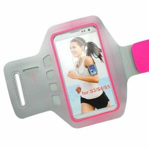 Športové puzdro na rameno Samsung Galaxy S5 G900, sivé/ružové - vnútorný rozmer 142 x 72.5 x 8.1 vyobraziť