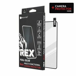Sturdo Rex protective glass + Camera protection Motorola Moto E32s, Full Glue 6v1 vyobraziť