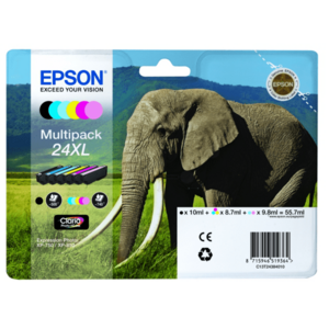 EPSON T2438 (C13T24384011) - originálna cartridge, čierna + farebná, 3x8, 7ml/2x9, 8ml/1x10ml vyobraziť