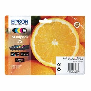 EPSON T3337 (C13T33374011) - originálna cartridge, čierna + farebná, 1x6, 4ml/4x4, 5ml vyobraziť