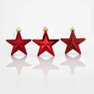 Eurolamp Vianočné ozdoby plastové červené hviezdy, 6, 5 cm, set 12 ks vyobraziť