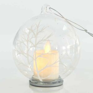 Eurolamp Vianočné ozdoby sklenená svetelná loptička, sviečka, 10 cm, set 2 ks vyobraziť
