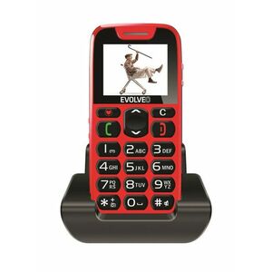 EVOLVEO EasyPhone, mobilný telefón pre seniorov s nabíjacím stojanom (červená farba) vyobraziť
